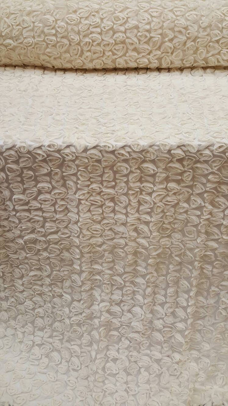 Ivory Floral Lace Mesh Bridal Fabric