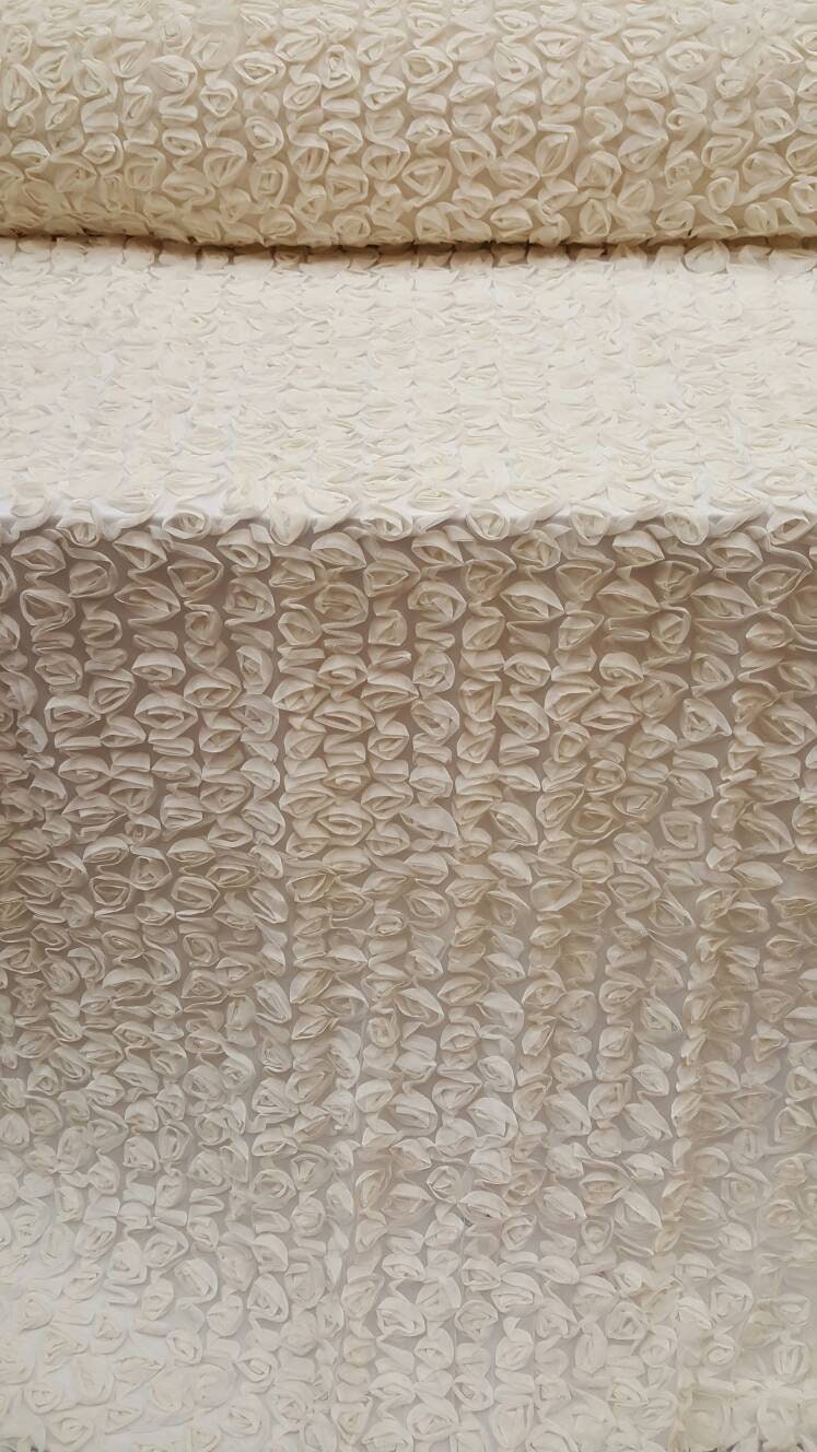 Ivory Floral Lace Mesh Bridal Fabric