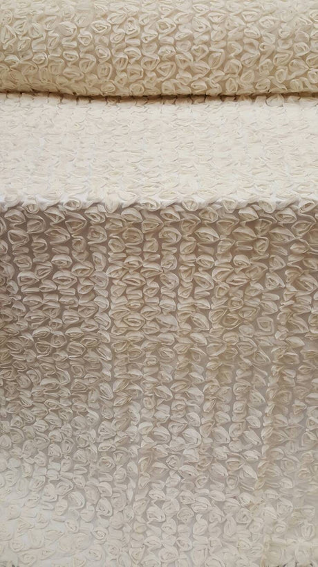 Ivory Floral Lace Mesh Bridal Fabric