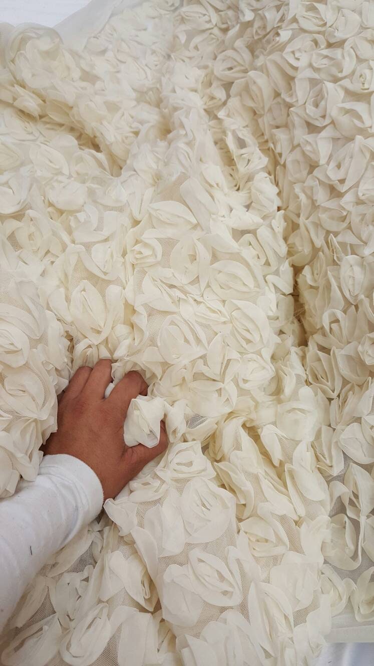 Ivory Floral Lace Mesh Bridal Fabric