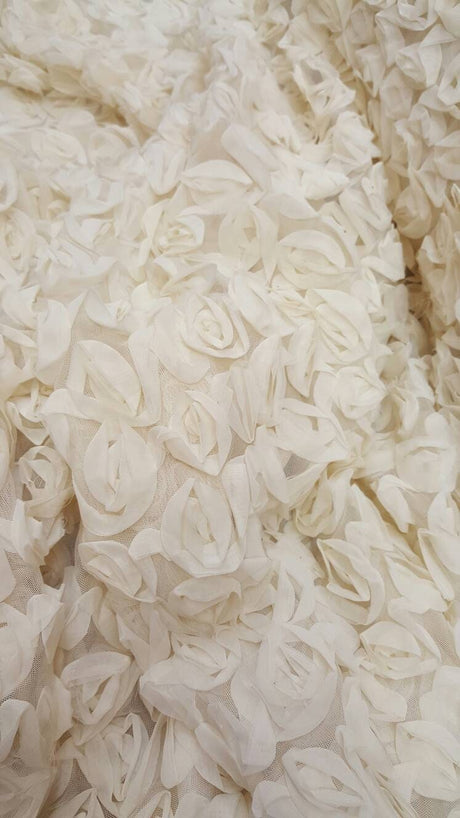Ivory Floral Lace Mesh Bridal Fabric