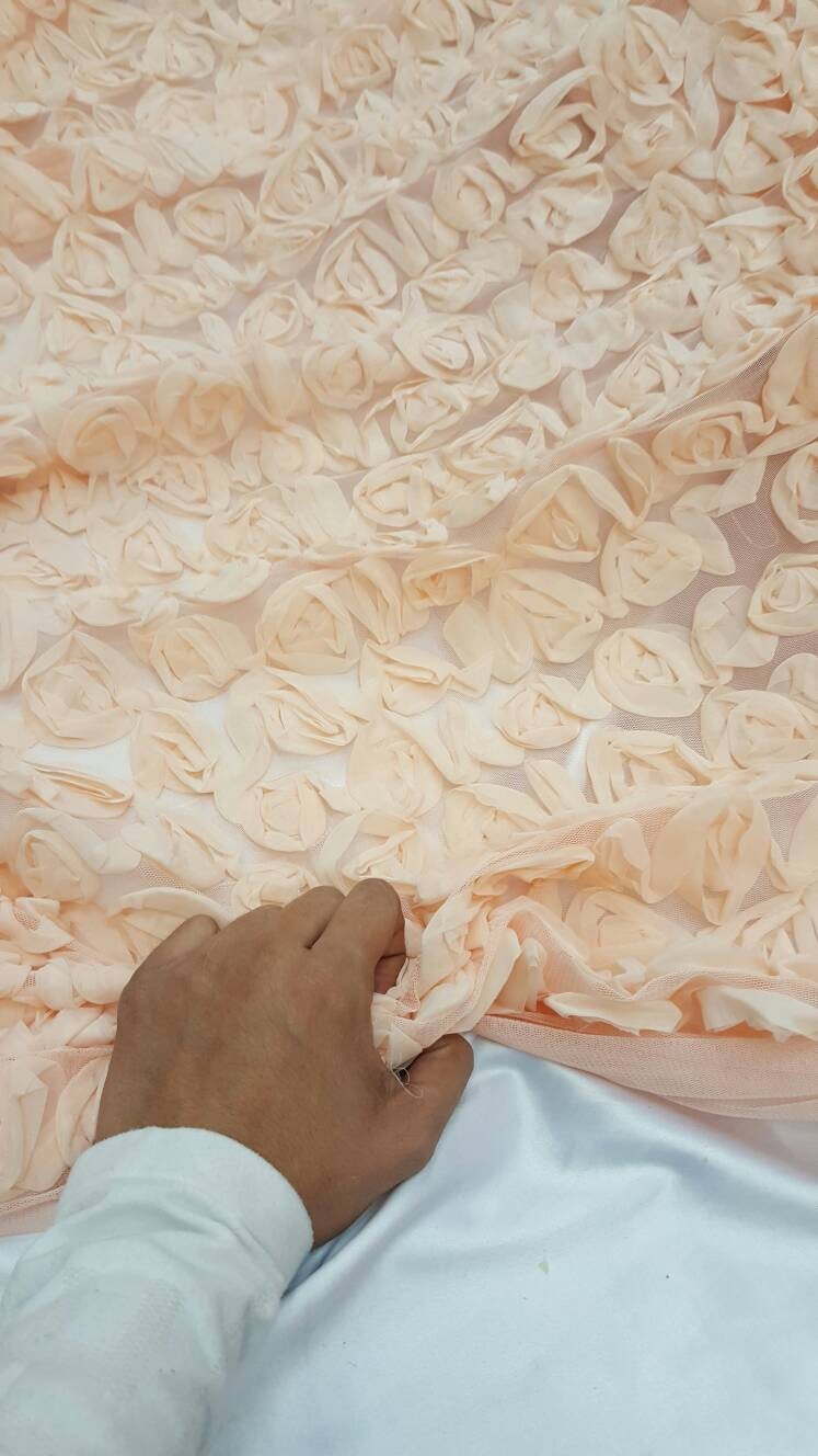 Chiffon Lace Peach Floral Flowers