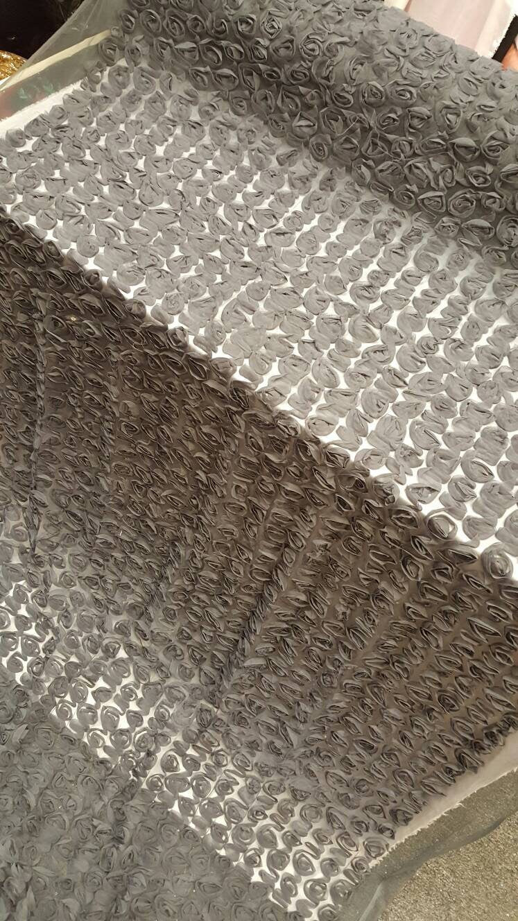 Floral Lace Chiffon Mesh Grey Fabric