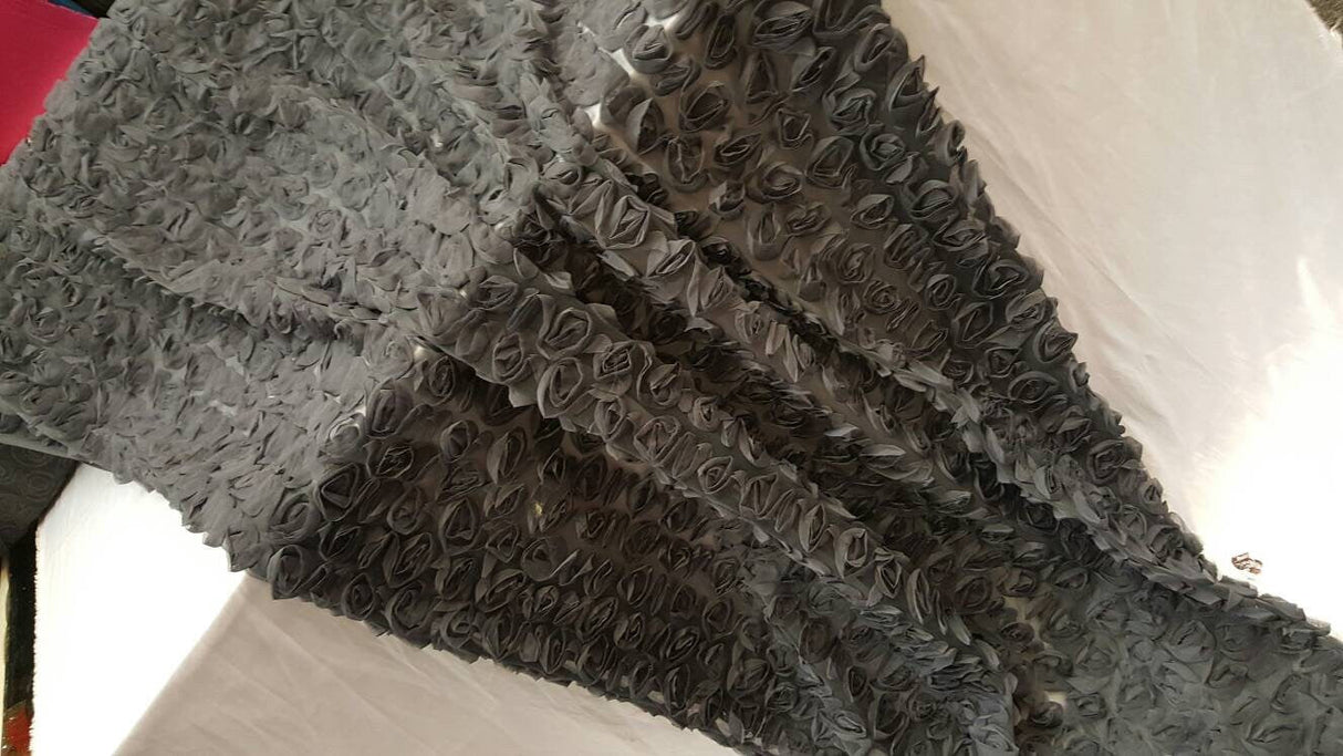 Floral Lace Chiffon Mesh Grey Fabric