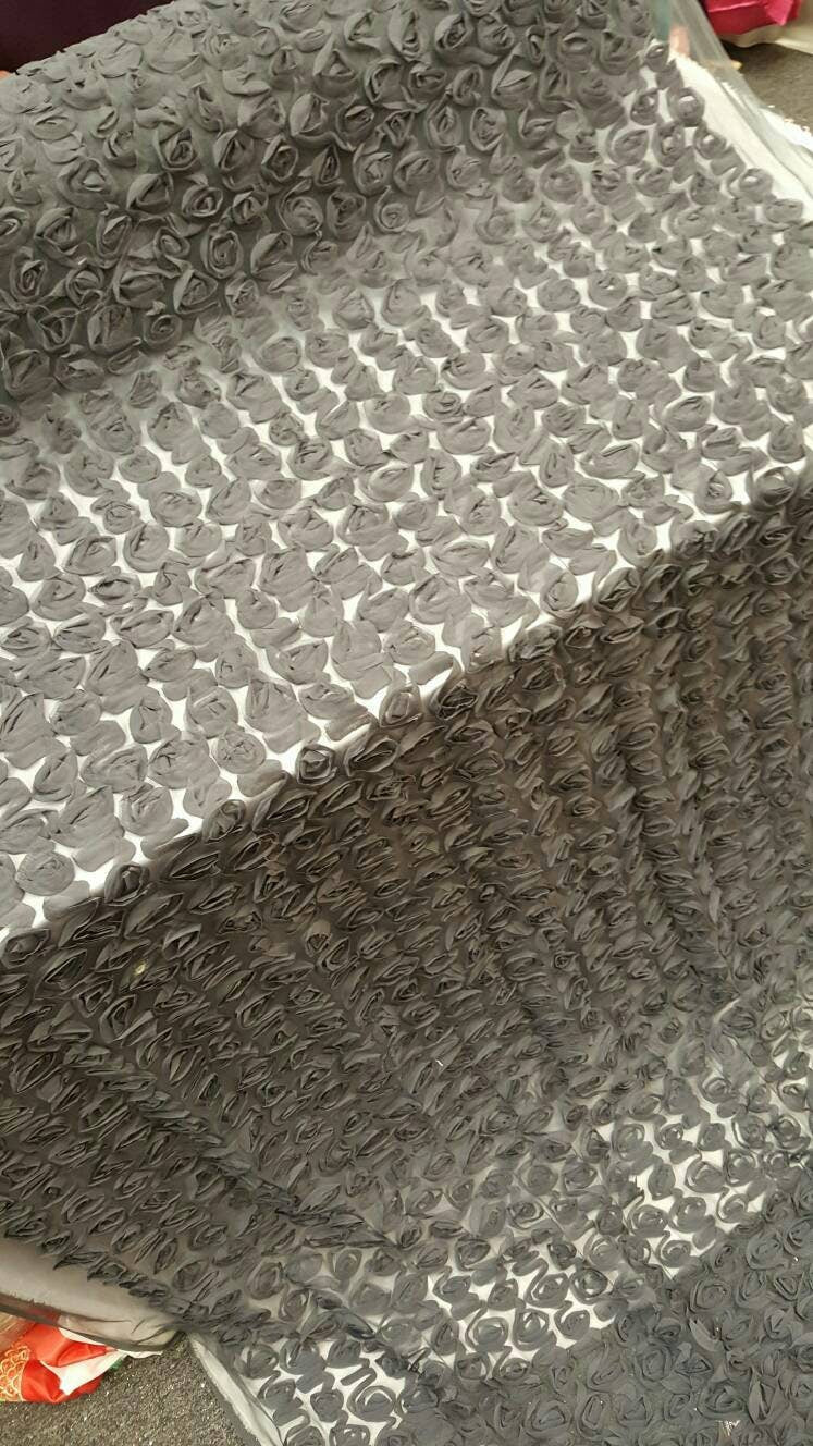 Floral Lace Chiffon Mesh Grey Fabric