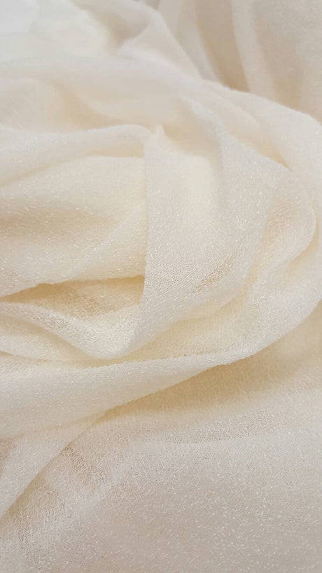 Ivory Stretch Lame Fabric
