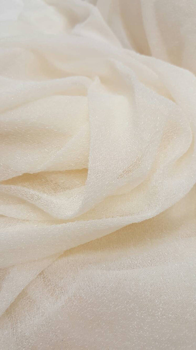 Ivory Stretch Lame Fabric
