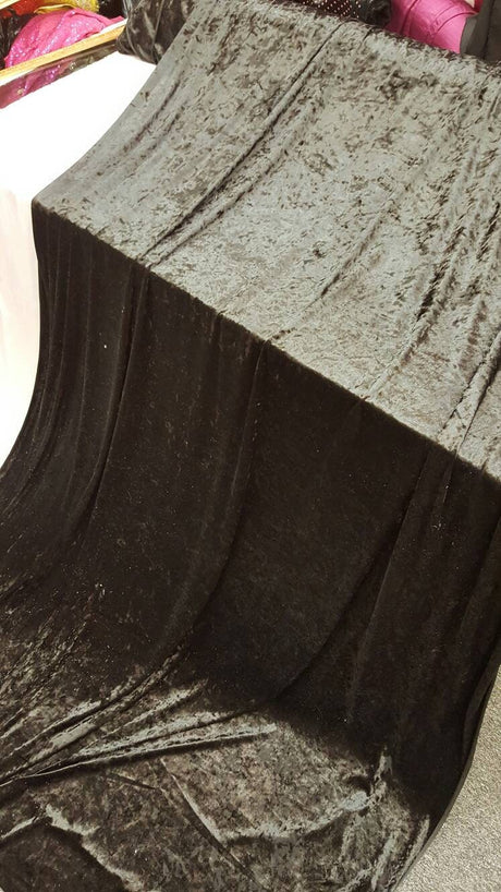 Stretch Velvet Black Crushed