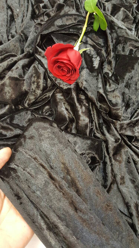 Stretch Velvet Black Crushed