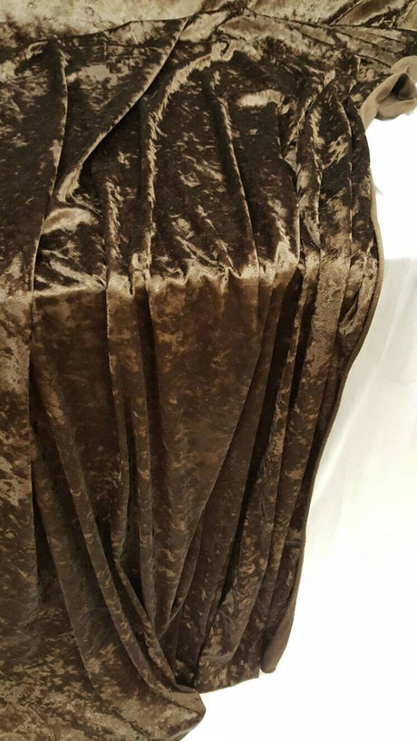 Brown Crushed Stretch Velvet Fabric