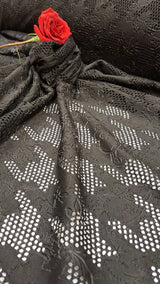 Stretch Floral Fish Net Spandex Fabric Black
