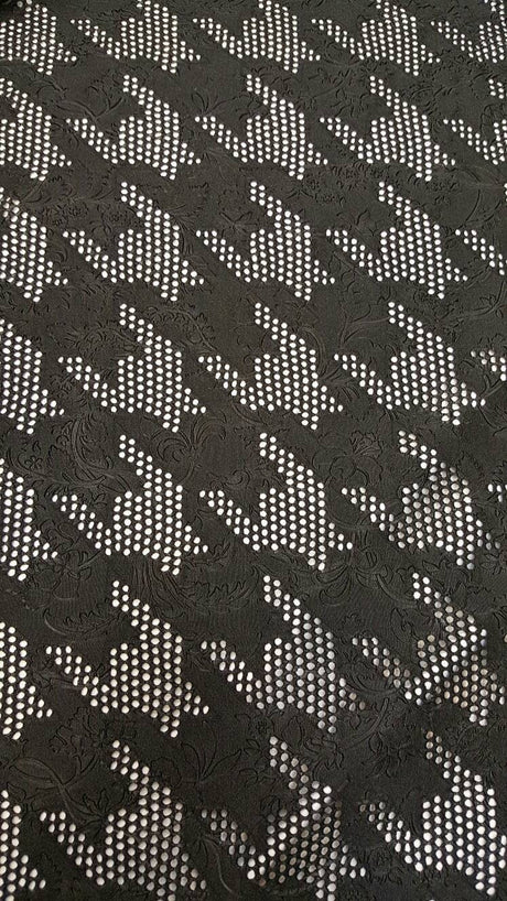 Stretch Floral Fish Net Spandex Fabric Black