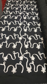 Embroidered Taffeta Black White Floral