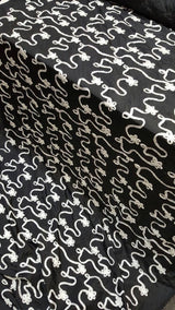 Embroidered Taffeta Black White Floral