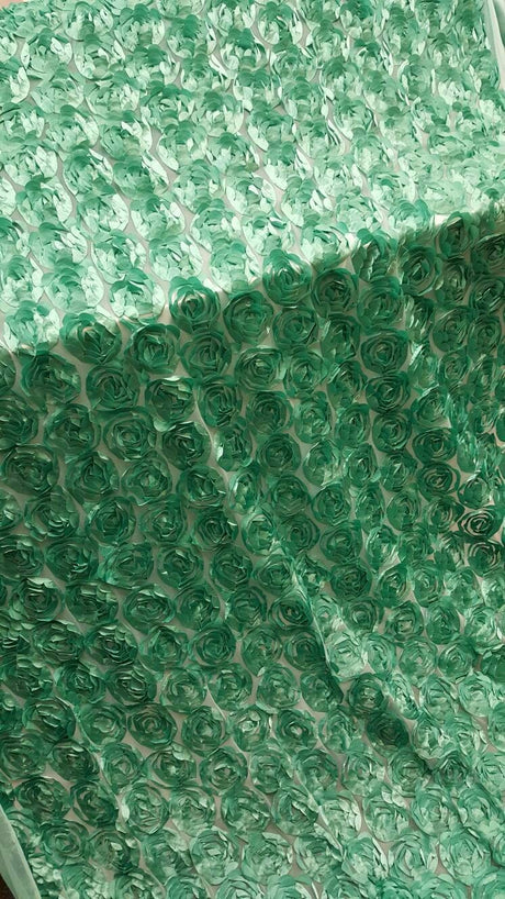 3D Floral Lace Teal Roses on Mesh