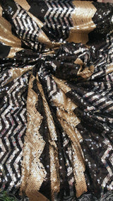 Sequin Chevron Fabric Gold Silver Black