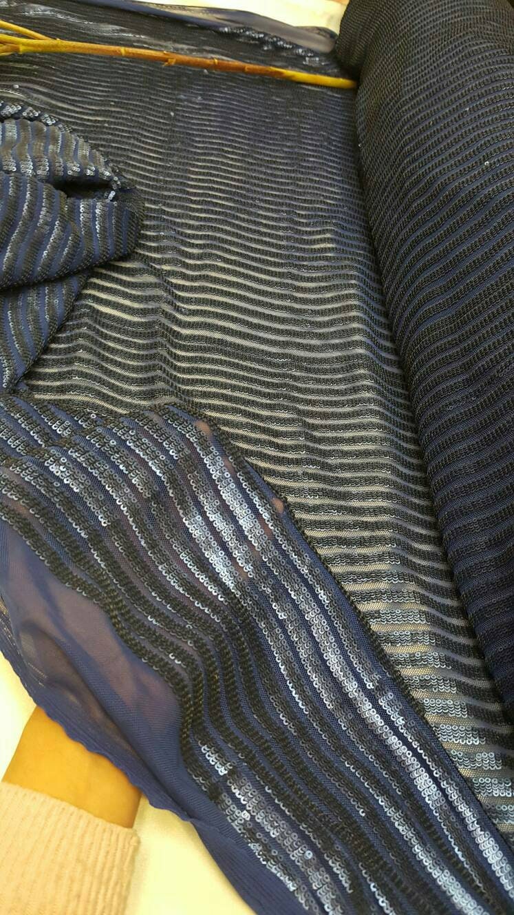 Sequin Mesh Fabric Royal Blue