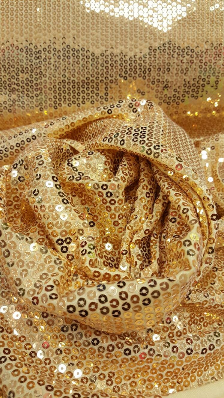 Gold Sequin 2-Way Stretch Knit Fabric