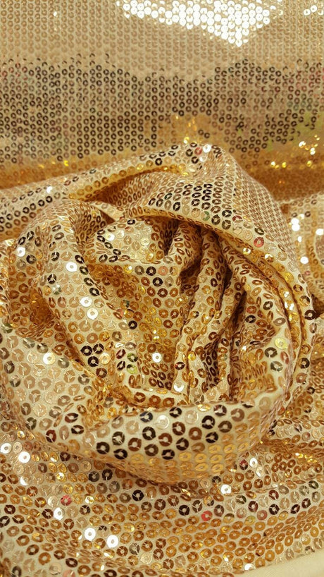 Gold Sequin 2-Way Stretch Knit Fabric