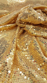 Gold Sequin 2-Way Stretch Knit Fabric