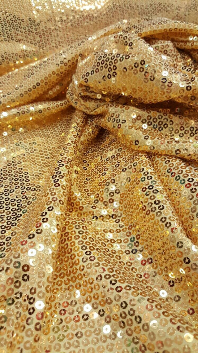 Gold Sequin 2-Way Stretch Knit Fabric