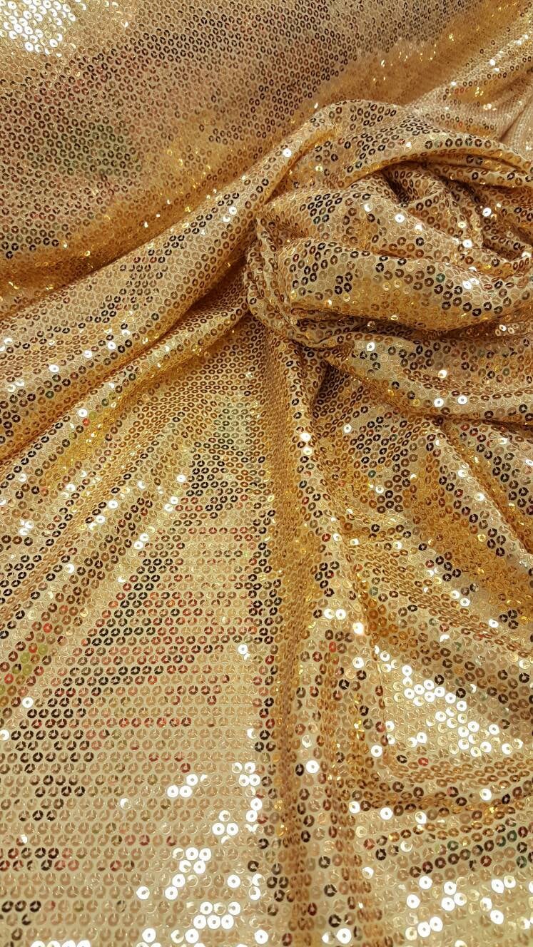 Gold Sequin 2-Way Stretch Knit Fabric