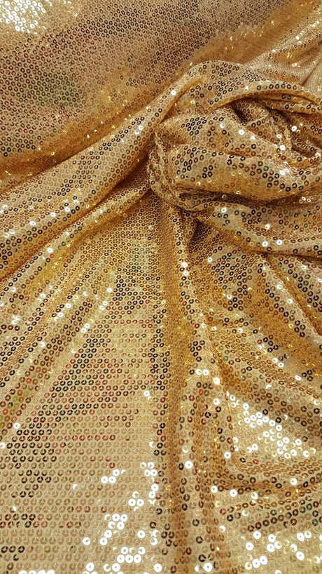 Gold Sequin 2-Way Stretch Knit Fabric
