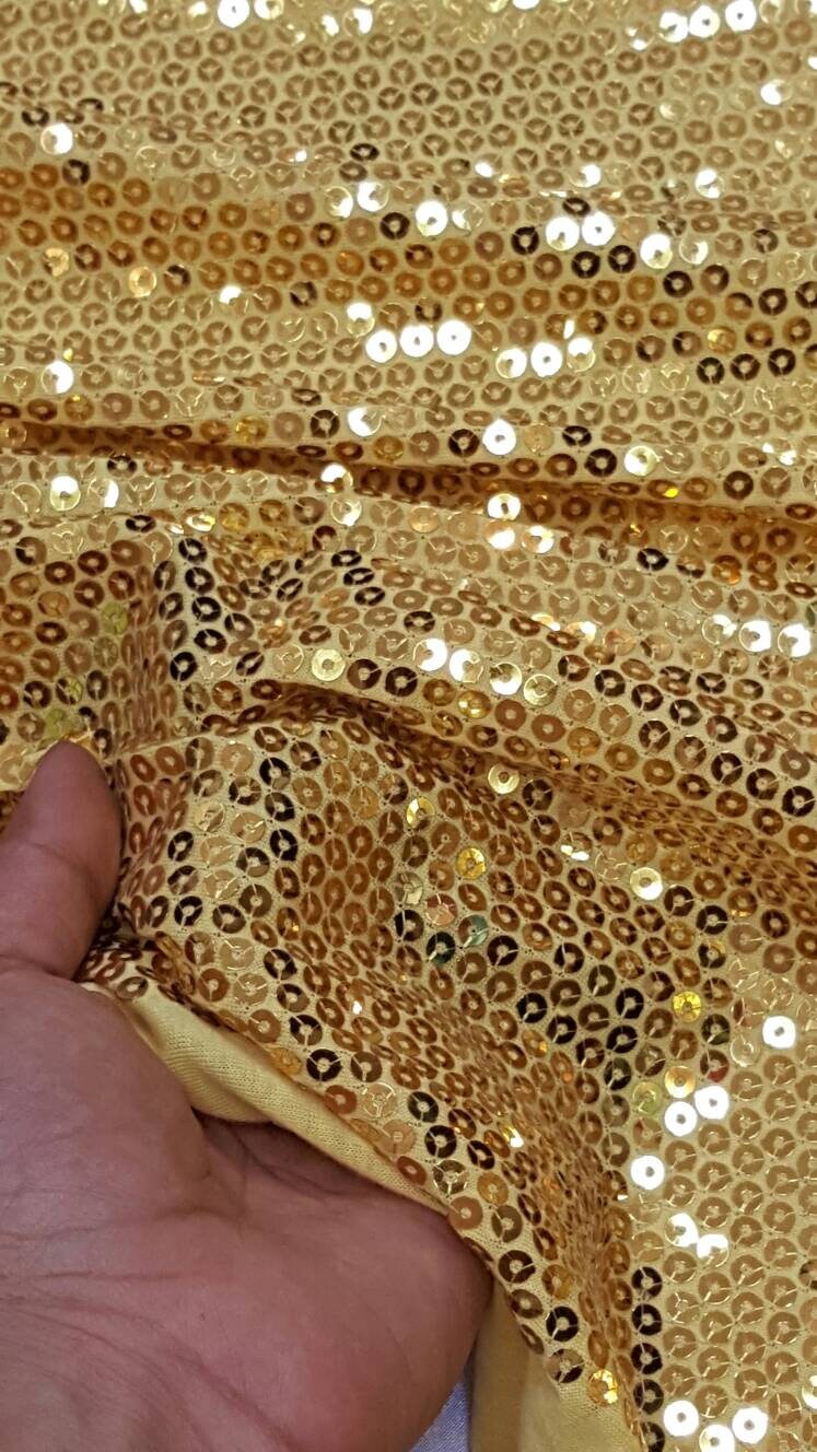 Gold Sequin 2-Way Stretch Knit Fabric
