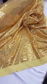 Gold Sequin 2-Way Stretch Knit Fabric