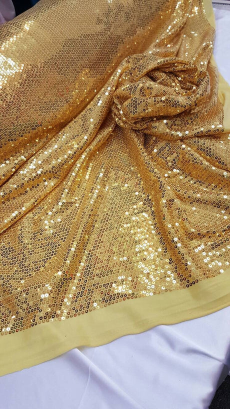 Gold Sequin 2-Way Stretch Knit Fabric