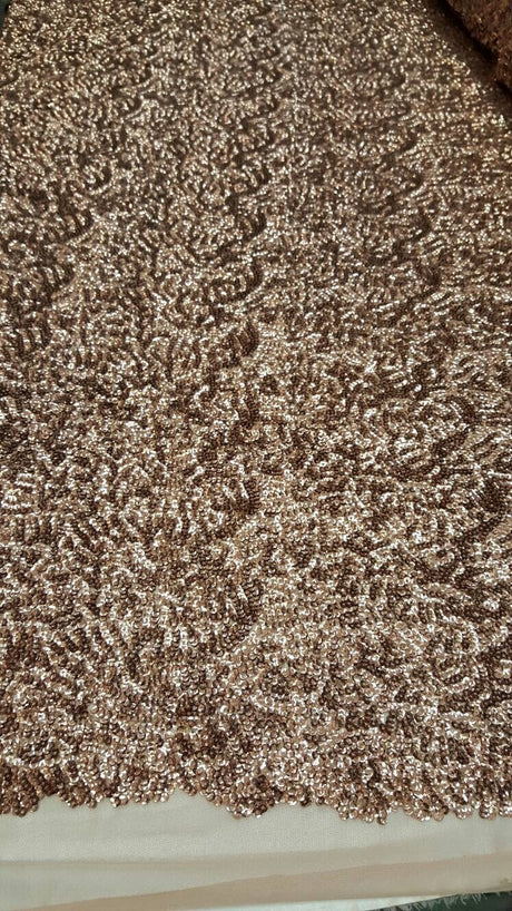 Sequin Mesh Fabric Dark Rose Gold