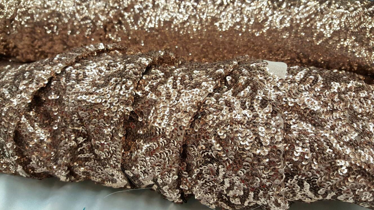 Sequin Mesh Fabric Dark Rose Gold
