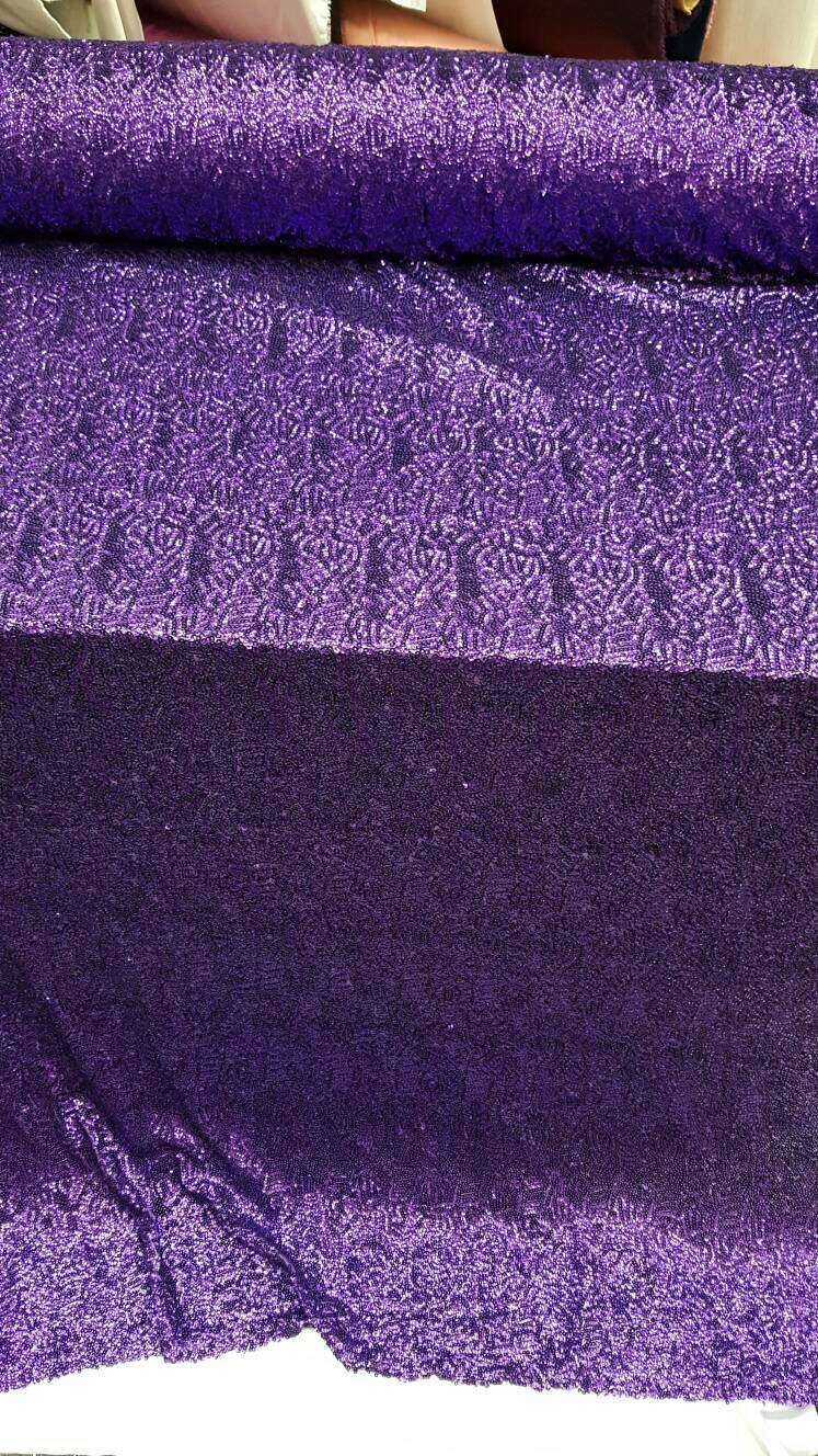 Purple Sequin Stretch Fabric