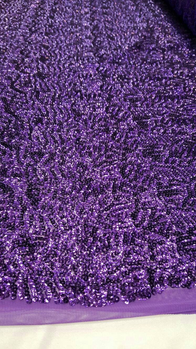 Purple Sequin Stretch Fabric