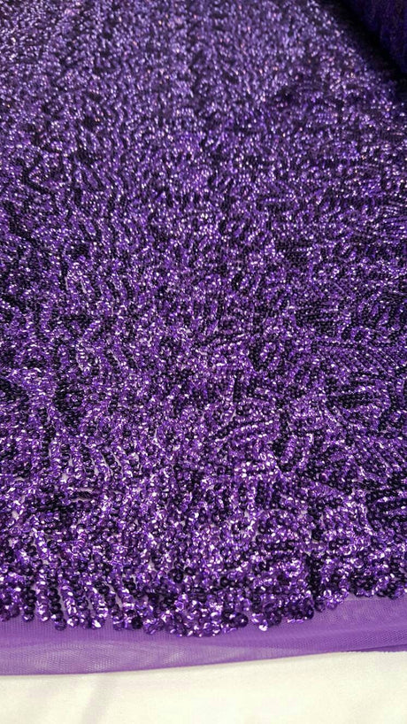 Purple Sequin Stretch Fabric