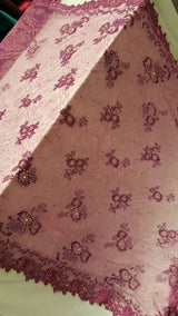 Beaded Lace Floral Magenta Mesh