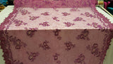 Beaded Lace Floral Magenta Mesh