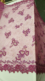 Beaded Lace Floral Magenta Mesh
