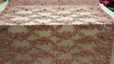 3D Floral Lace Mauve Pink Hand Beaded Embroidered