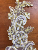 Bridal Applique White Gold Pearl Bead Pair