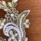 Bridal Applique White Gold Pearl Bead Pair