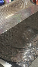 Silver Sequin Stretch Fabric on Black