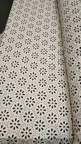 Stretch Lace Floral Embroidered White and Black