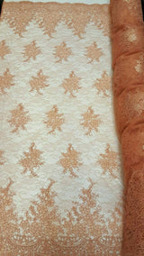 Embroidered Lace Fabric Salmon