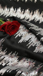 Sequin Stretch Jersey Knit Fabric Silver on Black
