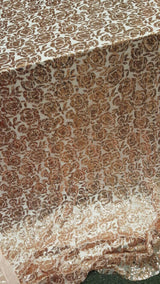 Sequin Lace Fabric on Blush Mesh