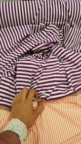 Stretch Spandex Stripe Fabric Orange Purple White