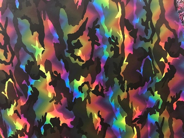 Rainbow Camouflage Spandex Fabric - Rainbow Camouflage Print, 58/60" Width (Yard (36" x 60"))