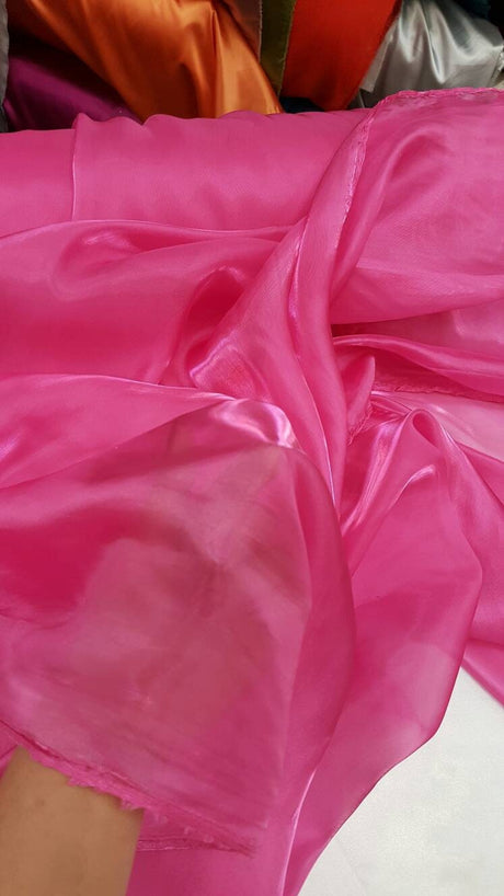 Silk Organza Iridescent Sheer Fabric Hot Pink
