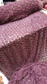 Floral Lace Mesh Eggplant Fabric